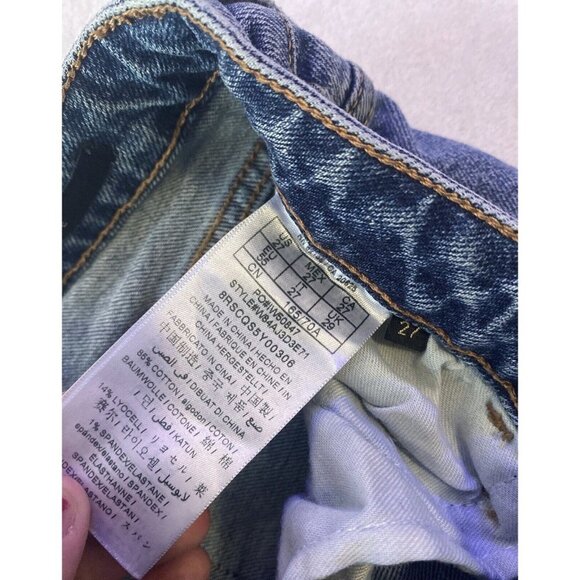 Guess Los Angeles Sexy Curvy Distressed Skinny raw hem ankle Size 27 Low Rise - Picture 6 of 15